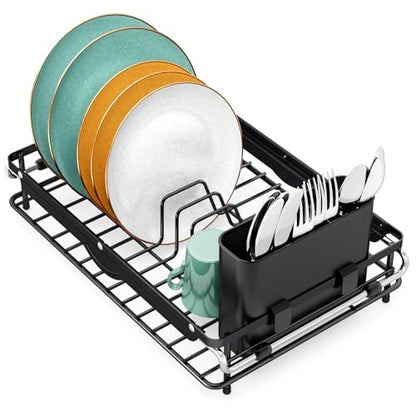 TOOLF Sink Small Dish Drying Rack with Utensil Holder for RV, Apartment - size: Compact Size