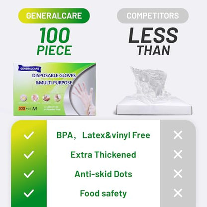 Disposable TPE Cooking Gloves, Ideal for Cleaning and Food Prep, Latex & Powder Free, Food safe - size: Medium, style: 100pcs