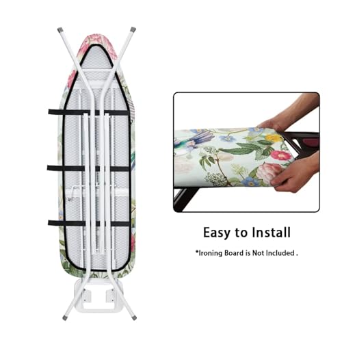 Hummingbird Ironing Board Cover with Elastic Edge Non Stick Scorch Stain Resistant Cover Heavy Duty Iron Pad Covers Standard Boards with Hook and Loop Fastener Strap - color: Hummingbird