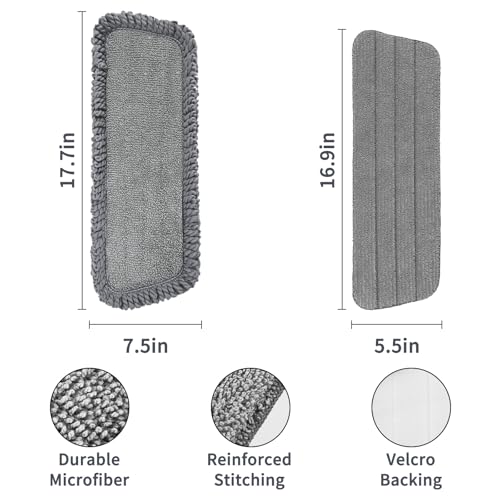 16.5" Microfiber Mop Pads Refills, 6 Pack Reusable Replacement Heads - color: 16"grey*6