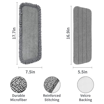 16.5" Microfiber Mop Pads Refills, 6 Pack Reusable Replacement Heads - color: 16"grey*6