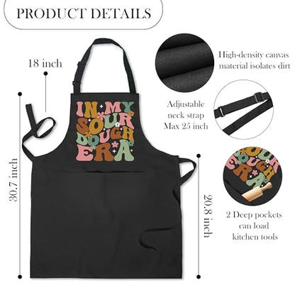 Sourdough Bakers Gifts Apron with Pockets, Baking Lovers Gifts, in My Sourdough Era Waterproof Adjustable Cooking Apron for Kitchen Dishwashing Grilling
