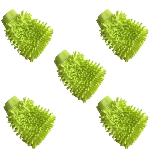 SagaSave Multi-Function Microfiber Gloves Cleaning Dusting Cleaning Gloves Home Cleaning Gloves Truck Auto Gloves - color: 5 Pcs Green
