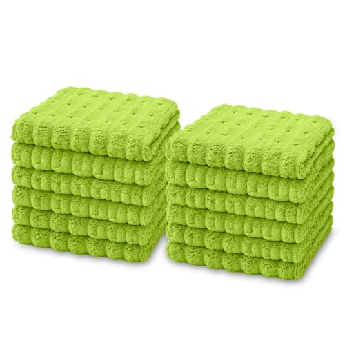 kimteny Microfiber Dish Cloths for Washing Dishes 12 Pack, Lime Green - color: Lime Green, size: 12 x 12 - 12 Pack