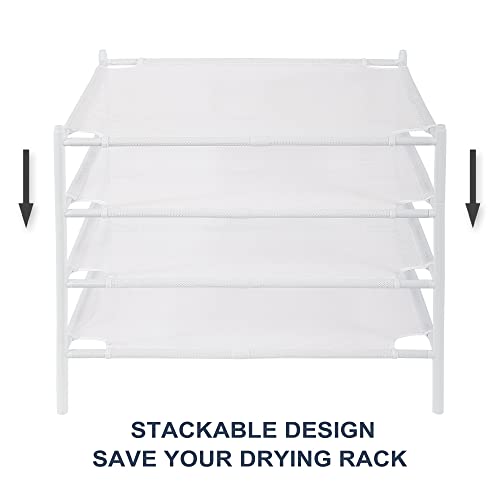 STO STO Sweater Drying Rack, 4-Pack Stackable Mesh Clothes Drying Rack, Laundry Drying Rack for Sweaters, Socks, Toys, White - style: 4 Pack