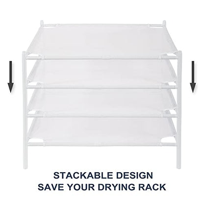 STO STO Sweater Drying Rack, 4-Pack Stackable Mesh Clothes Drying Rack, Laundry Drying Rack for Sweaters, Socks, Toys, White - style: 4 Pack