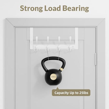 Heavy Duty Over The Door Towel Rack for Bathroom, White Door Towel Hanger - color: White