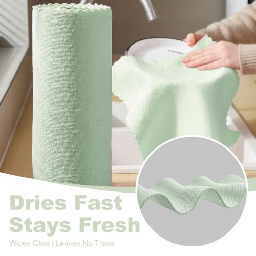 Jessy Home 2 Roll Reusable Paper Towels,100 Sheets Tear Away Microfiber Cleaning Cloth, Lint Free Clean Rags for Kitchen, Dishcloth,Household Cleaning Supplies - color: Turquoise