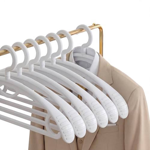 Plastic Clothes Hanger, Extra Thick Plastic Wide Shoulder Adult 360 Degrees Rotate Slip Resistant Standard Clothing Hanger Ideal for Everyday Use White 10 Pack - color: White 1.3inch Width