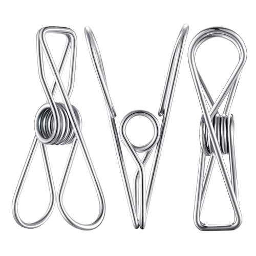 Clothes Pins Metal Stainless Steel Clothespins Laundry Pin Bag Photo Clips - size: 20pcs small size Clothes Pins