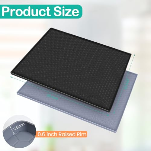 Silicone Under Sink Mat, 28"x19", Waterproof Cabinet Liner, Black - color: Black, size: 19"W x 28"L