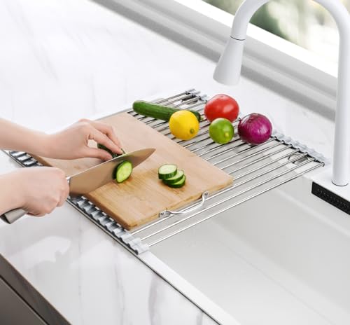 Tomorotec Roll Up Dish Drying Rack Over Sink, 304 Steel, 17.7x15.5, Marble - color: Marble, size: 17.7 x 15.5 in