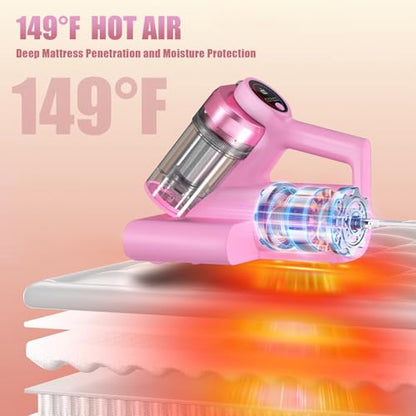 Teant Mattress Bed Vacuum Cleaner, 16 kPa Suction & 253.7nm UV-C, MV-Pink - color: Pink