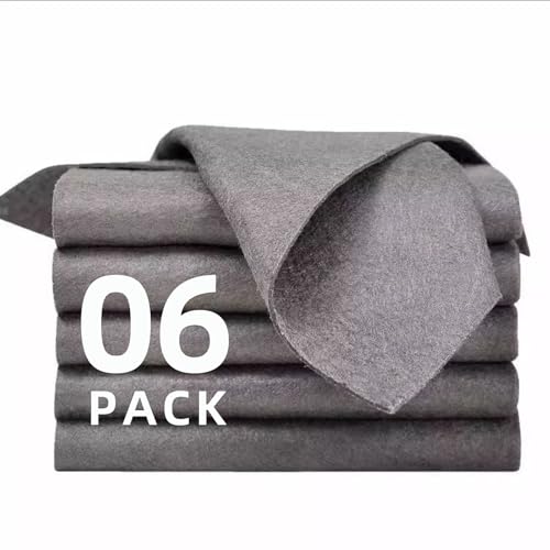 6 Pack Thickened Magic Cleaning Cloths, 30x30cm Reusable Microfiber Cleaning Rags, Lint-Free Streak-Free Cloth for Windows, Glass, Mirrors, Kitchen, Car - color: Grey(6pack), style: Magic Cloth