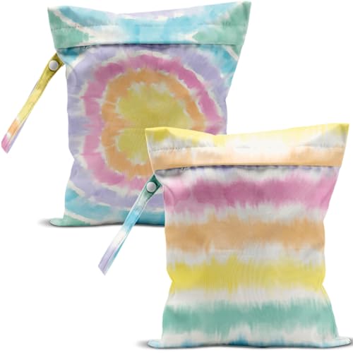 2 Pcs Wet Bag, Wet Dry Bag, Wet Bag for Swimsuit, Travel, Beach, Pool, Diapers, Dirty Yoga Gym Clothes, Toiletries, Makeup Bag, Eucalyptus Palm Leaves Print Tropical Plant Birthday Gift. - color: multicolour239