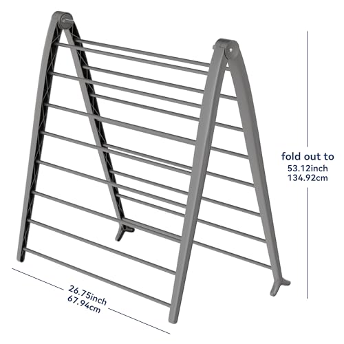 Whitmor Spacemaker Folding Drying Rack, Indoor Clothes Organizer with Patent-Pending Design, Space Saving, 6" L x 26" W x 51.5" H, Grey - color: Gray