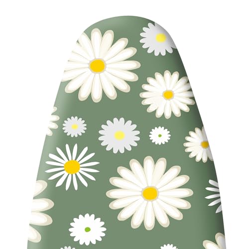 Extra Thick Ironing Board Cover and Pad, 15x54 Ironing Board Cover, Resist Scorching and Staining,Elastic Edges,Sage Green White Daisy Spring Flowers - color: Daisy Green