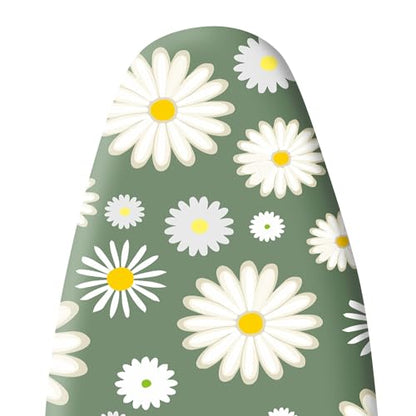 Extra Thick Ironing Board Cover and Pad, 15x54 Ironing Board Cover, Resist Scorching and Staining,Elastic Edges,Sage Green White Daisy Spring Flowers - color: Daisy Green