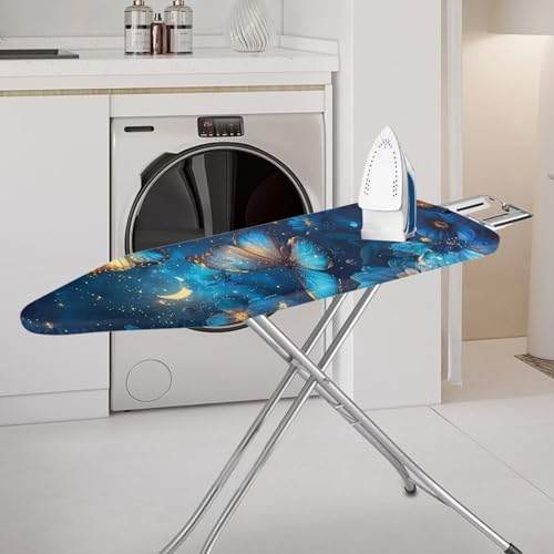 Blue Butterfly Ironing Board Cover, Resist Scorching and Staining, 15x54 Heavy Duty Iron Pad Covers Standard Boards with Elastic Edges - color: Blue Butterfly 2