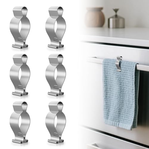 6 Pack Towel Clips for Kitchen, Stainless Steel Towel Holder Clips