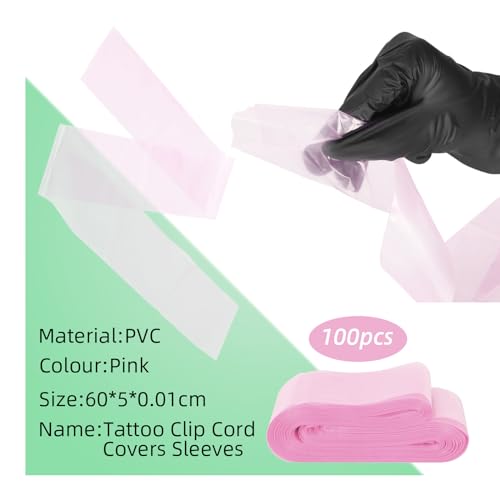 100pcs Clip Cord Sleeves Disposable Pink Tattoo Machine Gun Accessories Tattoo Supplies