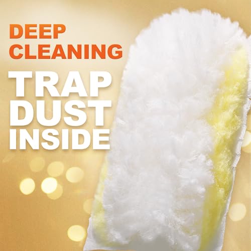 JOYMOOP Disposable Electrostatic Duster for Cleaning, with 2 Handles & 24 Ct Yellow Heavy Duty Refills for Swiffer Feather Duster, Household Cleaning Tool for Electronics, Dusting Furniture, Blinds - color: Yellow Handle With Yellow Refills