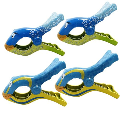 Wezdopu 4PCS Beach Towel Clips Anemonefish Towel Clips for Beach Chairs Large Clips for Drying Quilt Clothes Patio Beach Accessories - size: Large