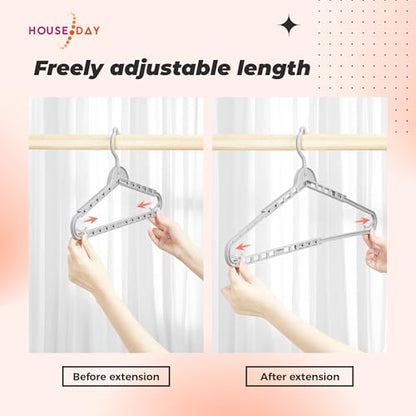 HOUSE DAY Extra Large Adjustable Hangers 4 Pack, Heavy Duty with 360° Hook