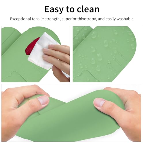Travel Silicone Makeup Brush Holder with Cleaning Pad and Magnetic Closure - color: Green