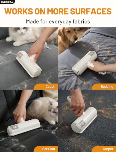 ORDORA Pet Hair Remover Roller, Reusable Lint Roller for Dog and Cat Hair - color: A:white