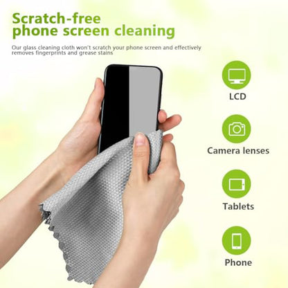 HOMEXCEL Glass Cleaning Cloths 6 PK, Lint Free Towel for Windows, Grey - color: Grey
