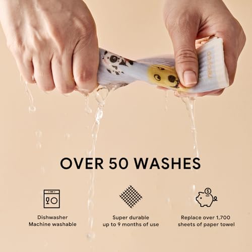 RECYCO Swedish Dishcloths for Kitchen | 5 Pack Pale Blue Washable Dish Rags | Cellulose Reusable Cleaning Paper Towels | Absorbent Counter Dish Cloth Sponge Kitchen Wipes, 8" L x 7" W - color: Pale Blue-5 Pack
