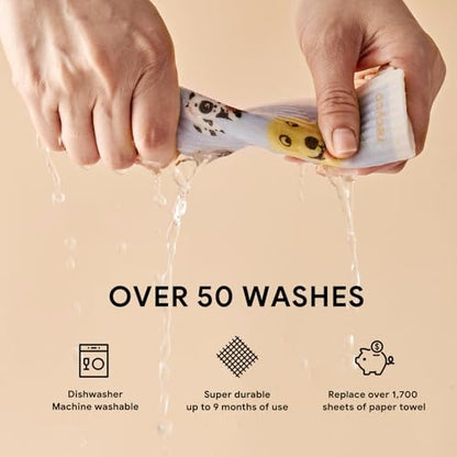 RECYCO Swedish Dishcloths for Kitchen | 5 Pack Pale Blue Washable Dish Rags | Cellulose Reusable Cleaning Paper Towels | Absorbent Counter Dish Cloth Sponge Kitchen Wipes, 8" L x 7" W - color: Pale Blue-5 Pack