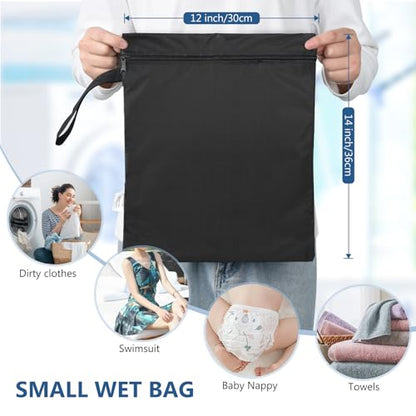 OTraki 2PCS Small Wet Bag for Swimsuit 12x14 Inch Waterproof Wet Dry Bag - size: 12 × 14 inch