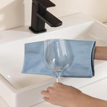 Microfiber Glass Cleaning Cloth 8 Pack, 16 Inch x 12 Inch, Lint Free Quickly Clean Window, Glasses, Windshields, Mirrors, and Stainless Steel, Blue - color: Blue1
