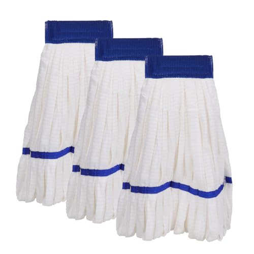 Heavy Duty Commercial Mop Head Replacement Microfiber Tube Mop Heads for Floor Cleaning: 3 Packs Looped End Wet Mop Head Refill for Home Commercial Industrial Use (White) - color: White-3pack