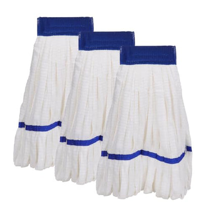 Heavy Duty Commercial Mop Head Replacement Microfiber Tube Mop Heads for Floor Cleaning: 3 Packs Looped End Wet Mop Head Refill for Home Commercial Industrial Use (White) - color: White-3pack