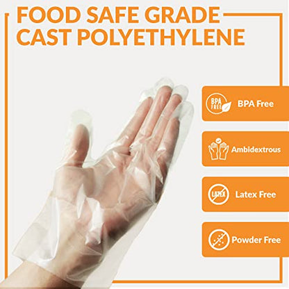 Klex 1000 BPA Free Disposable Heavyweight Cast Poly CPE Gloves, Embossed PE Plastic Glove for Food Handling Food Prep Safe, Latex & Powder Free (1000 Count, Medium) - size: Medium (Pack of 1000)