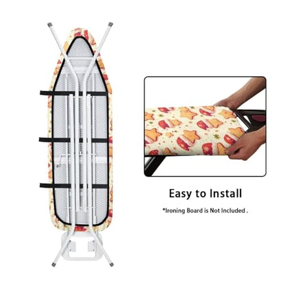 Christmas Star Biscuit Steam Ironing Board Cover, Creativity Santa Hat Biscuits 15x54 Inch Standard Ironing Board Cover Beige for Smooth Iron Machine Washable - color: Christmas Star Biscuit