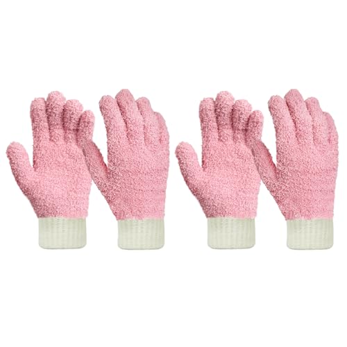 MIG4U Microfiber Dusting Gloves House Cleaning Glove for Blinds, Windows, Shutters, Furniture, and Car, Reusable Lint-Free Pink 2 Pairs S/M - color: Pink 2 Pairs