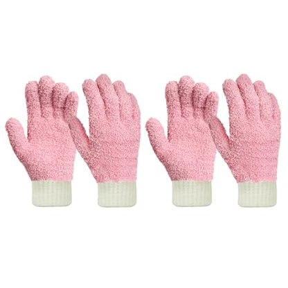 MIG4U Microfiber Dusting Gloves House Cleaning Glove for Blinds, Windows, Shutters, Furniture, and Car, Reusable Lint-Free Pink 2 Pairs S/M - color: Pink 2 Pairs