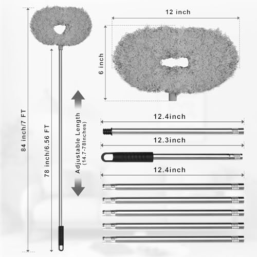 Eunice Ceiling Fan Cleaner Duster with Extension Pole, Gray 7FT - color: Gray, size: 7FT