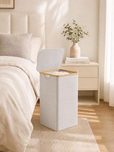 IEGrow Laundry Hamper with Lid,110L Laundry Basket with Mesh Bag,Light Grey - color: Light Grey, size: 110L
