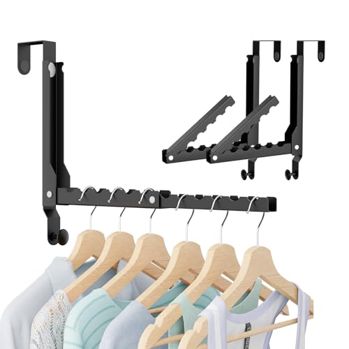 Foldable Over the Door Hooks, Over the Door Hanger for Space Saving - color: Black-2Pack(UP)