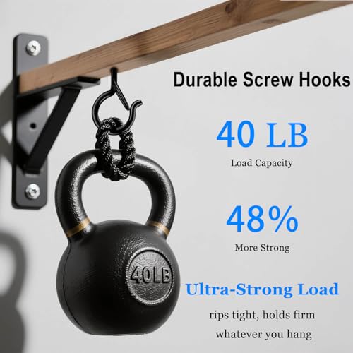 36-Pack Black Screw Hooks with Safety Buckles, 40-lb Capacity - color: Black