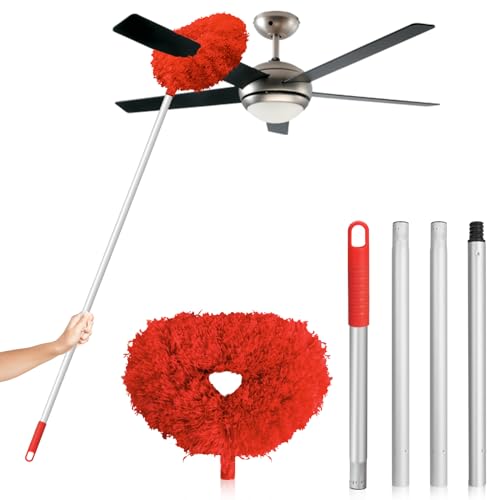 FONUNO Ceiling Fan Cleaner Duster High Ceiling Extended Fan Blade Cleaner - color: Red