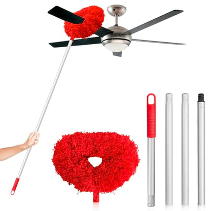 FONUNO Ceiling Fan Cleaner Duster High Ceiling Extended Fan Blade Cleaner - color: Red