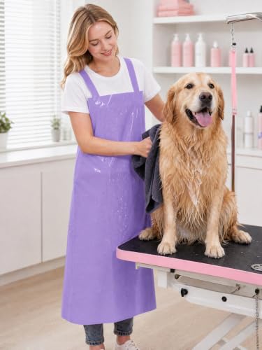 Molaxhome TPU Waterproof Apron Lightweight Oil-resistant Chef Apron - color: Purple