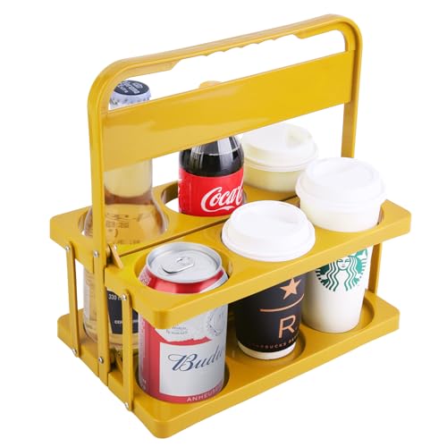 musbus Reusable Drink Carrier with Handle, Yellow,1PK, 6Cup - color: Yellow, size: 6 CUP