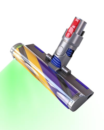 V15 Optic Soft Cleaner Head for Dyson V7 V8 V10 V11 V15 Detect Vacuum Replacement Parts, Upgrade Fluffy Roller Head with LED Green Light, Hardwood Floor Attachment Brush Accessories for Dy-Son | Head - color: Gray